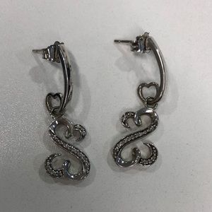 Open Hearts Silver/Diamond Earrings
